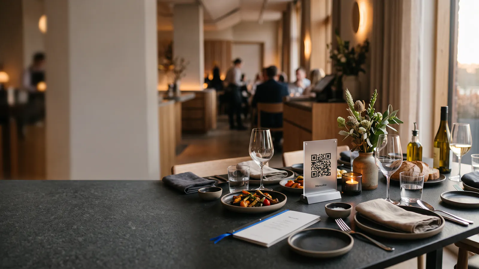 QR menü bulunan davetkar bir restoran masası